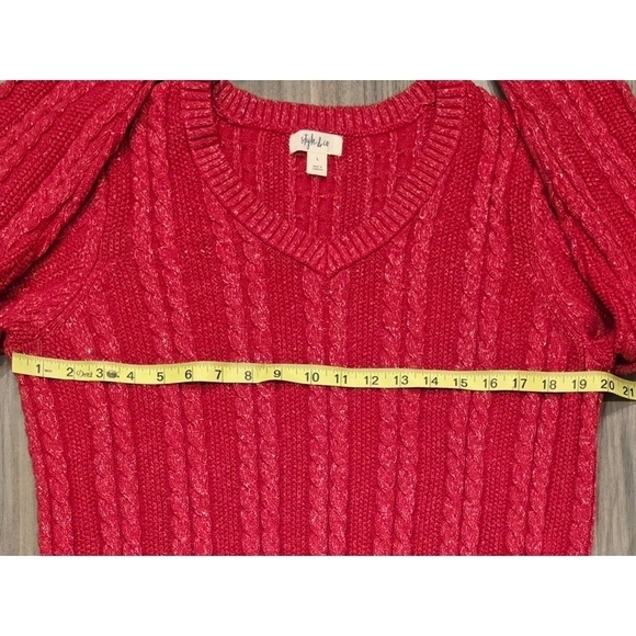 Style & Co Women's Cotton Cable-knit Crewneck Sweater size large - Picture 3 of 6